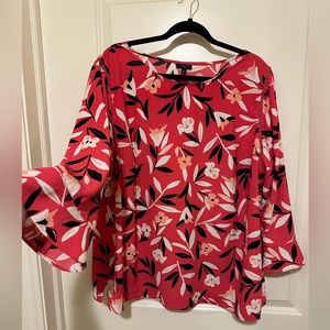 Talbots coral/pink floral blouse 2X